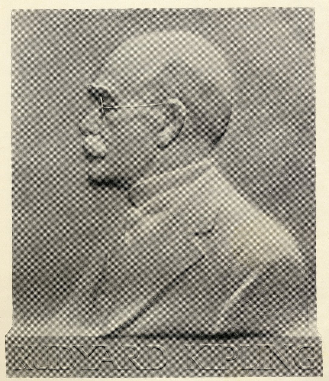 Joseph Rudyard Kipling, een plaquette door Patrick Synge-Hutchison, uit 