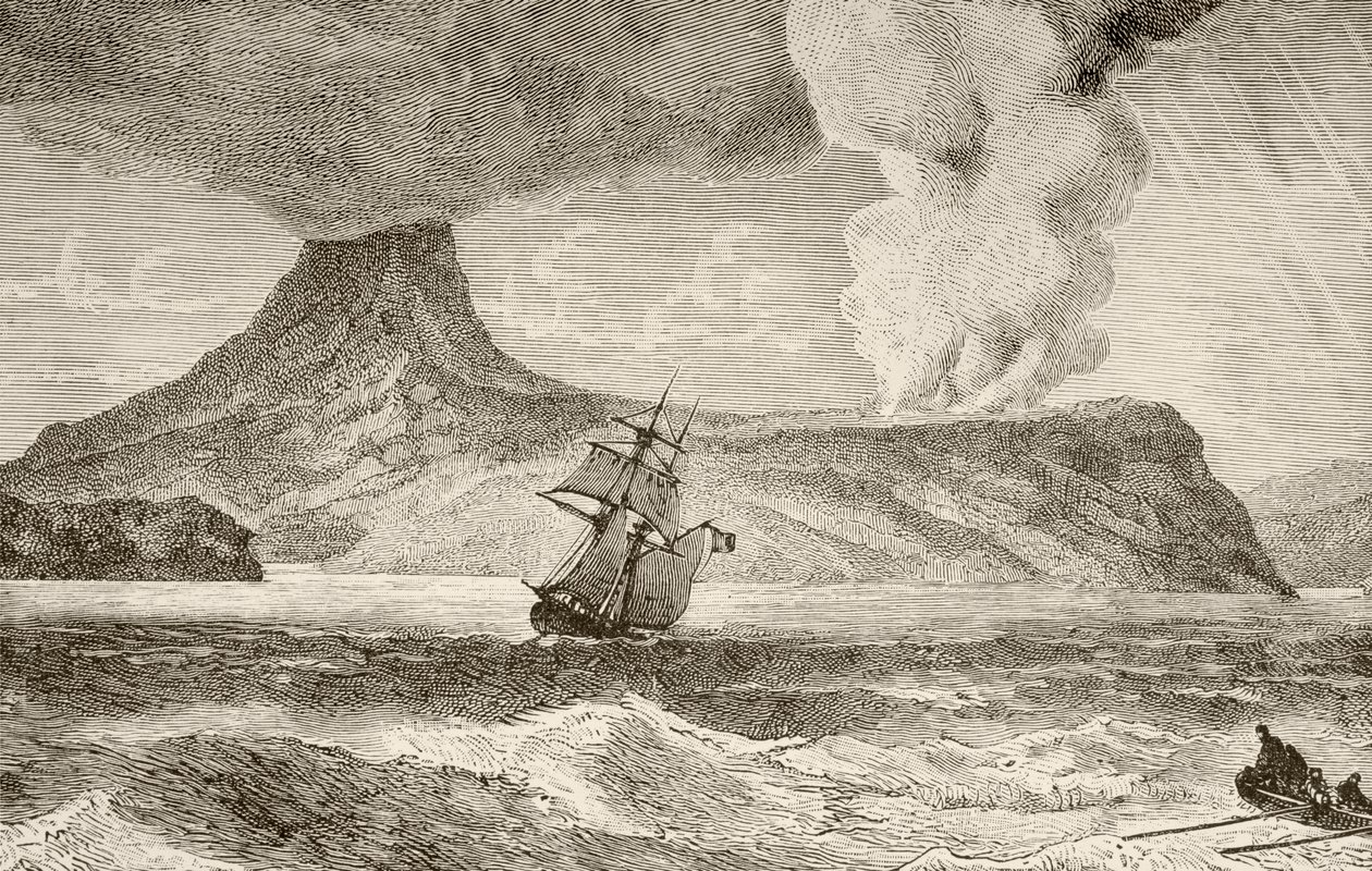 Uitbarsting van het eiland Krakatau in augustus 1883 door English School
