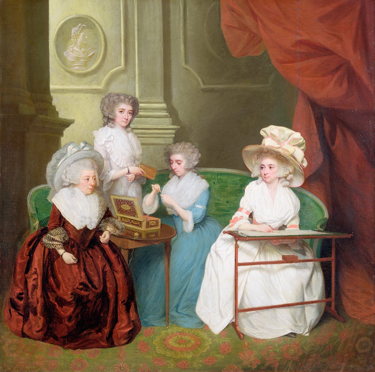 Lady Jane Mathew en haar dochters, ca.1790 door English School