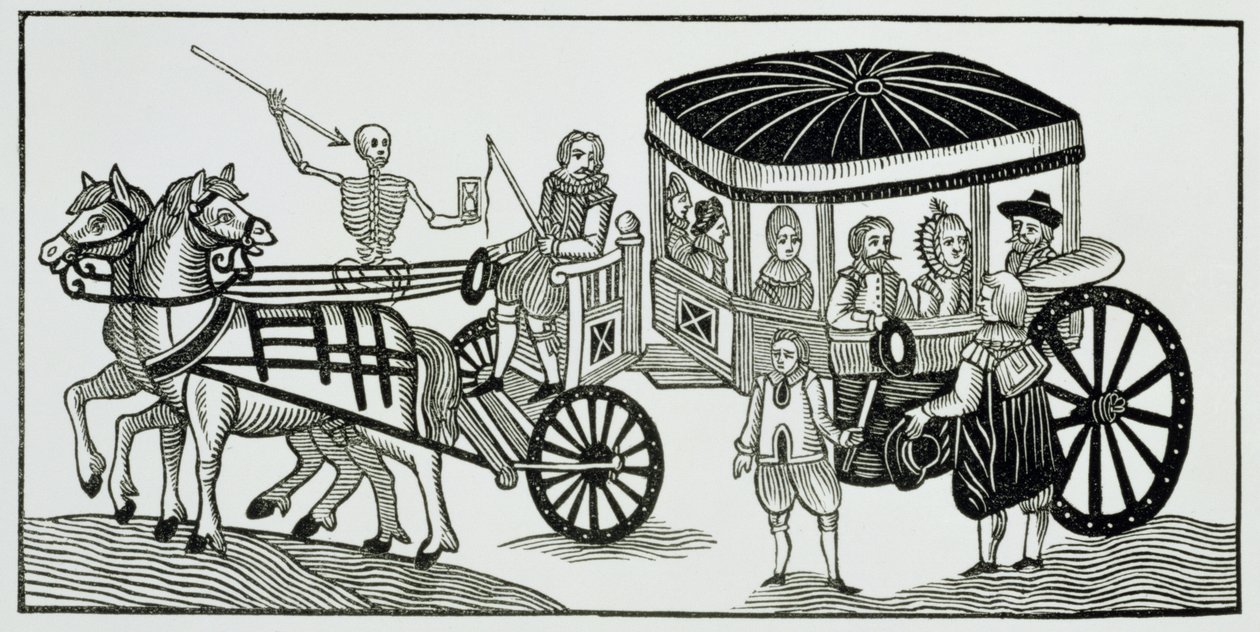 Londenaren vluchten naar het platteland om de Pest te vermijden, 1630 door English School