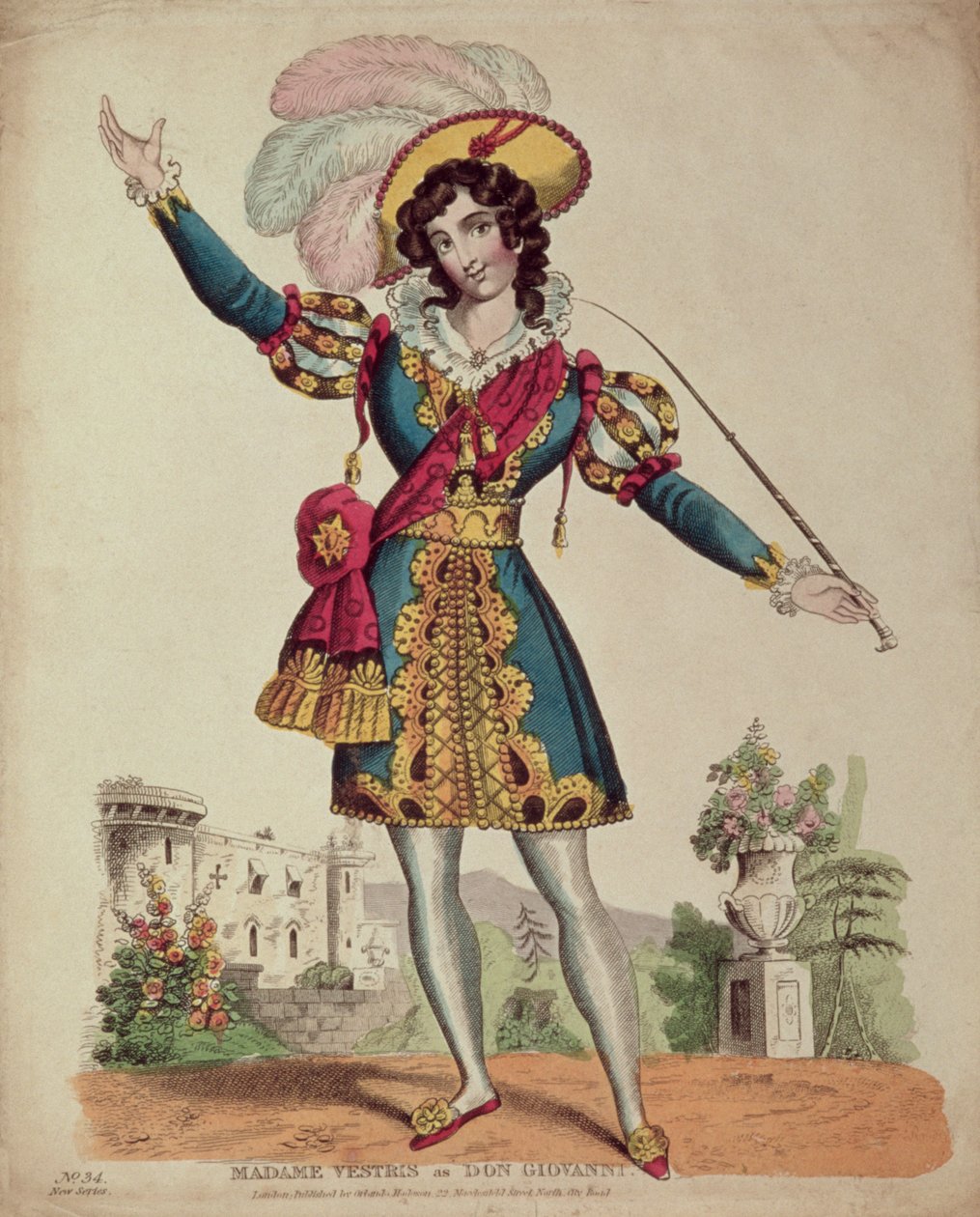 Madame Vestris in de rol van Don Giovanni uit Mozarts opera 