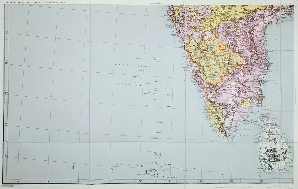 Kaart van Zuid-India door English School