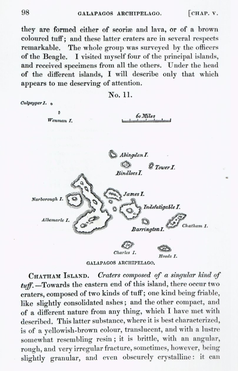 Kaart van de Galapagos-archipel, 1844 door English School