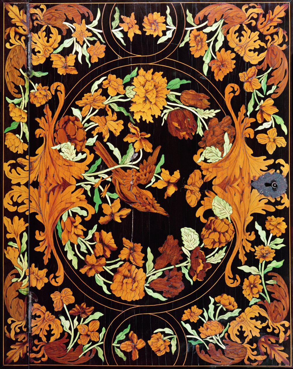 Marqueterie doos, Engels, ca. 1670 (detail) door English School