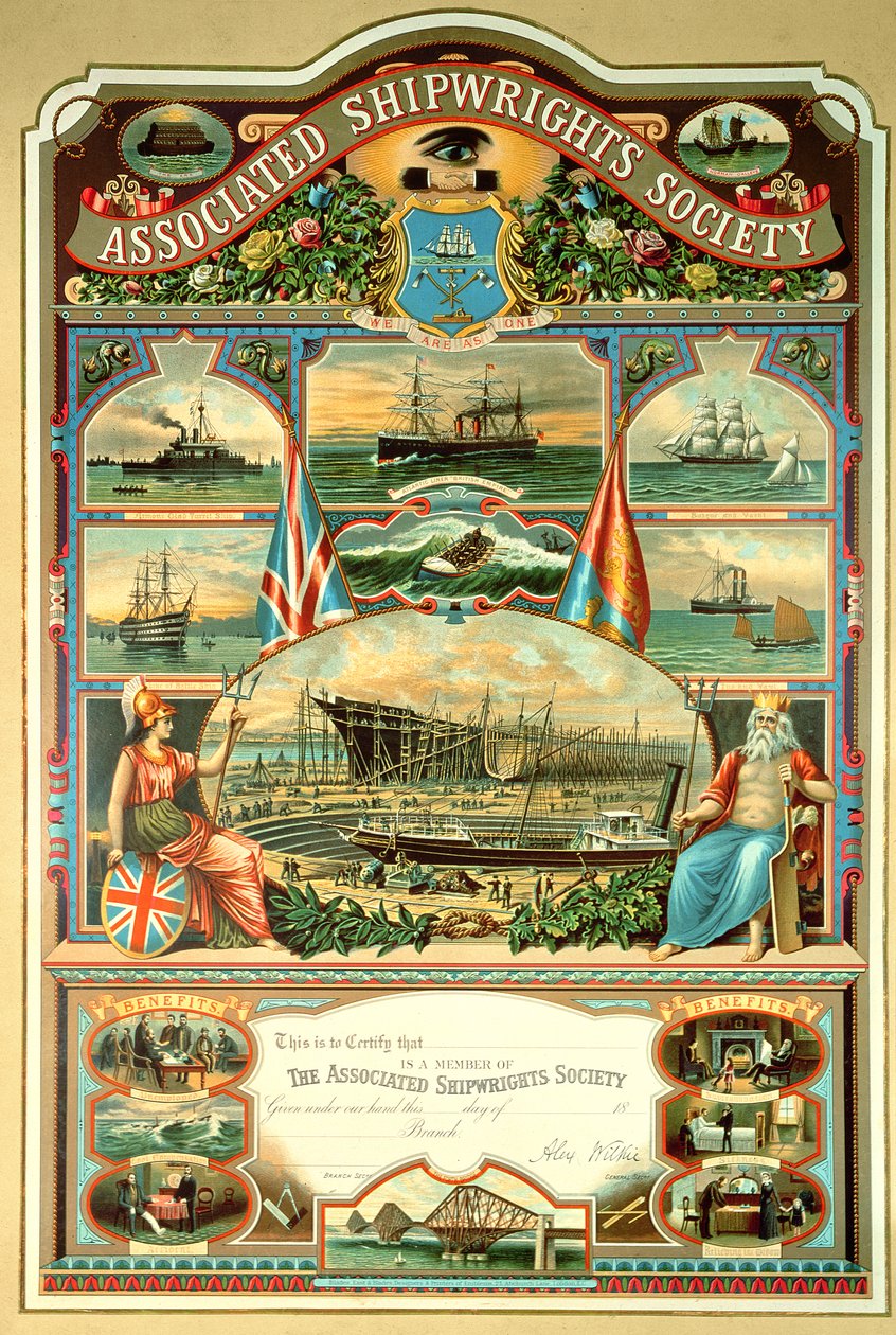 Lidmaatschapsbewijs van de Associated Shipwrights Society door English School