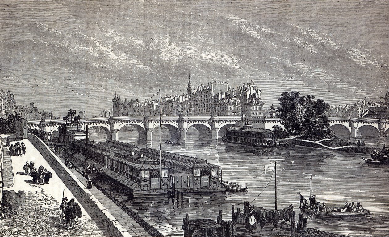 Modern Parijs: De Pont Neuf, 1845 door English School
