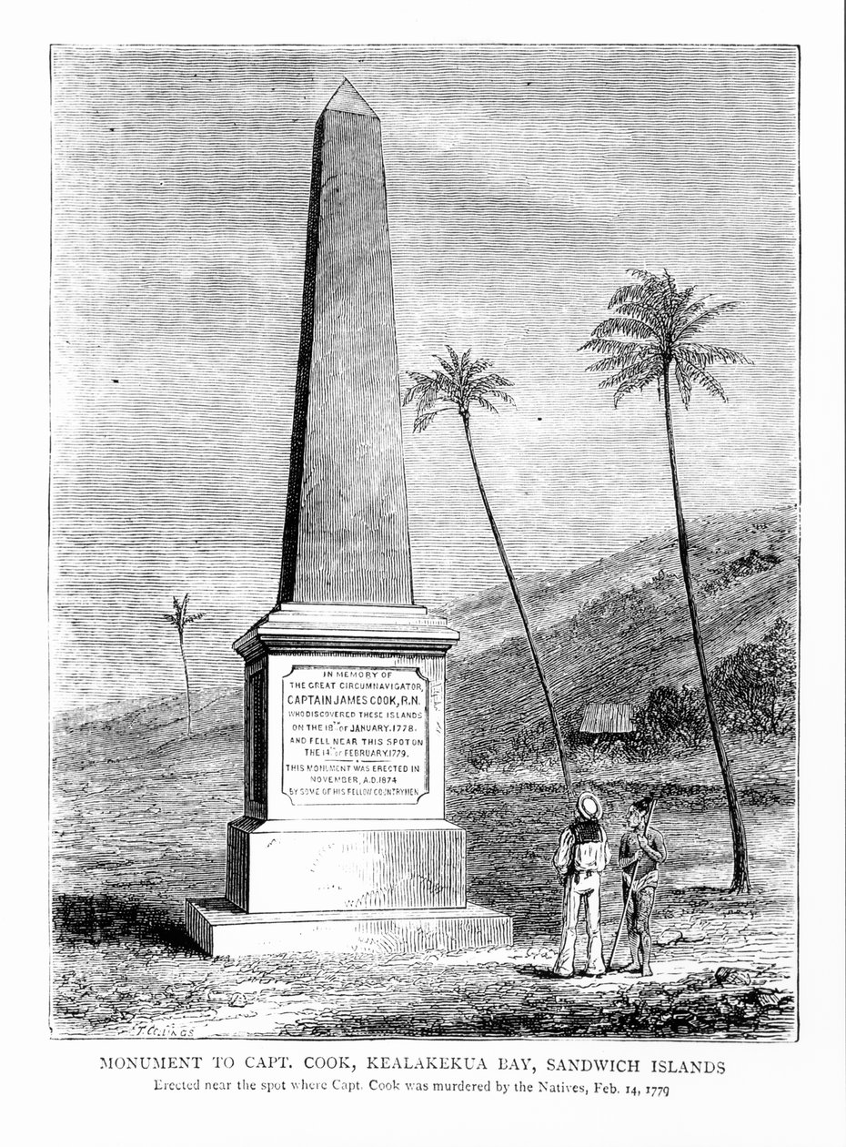 Monument voor Kapitein James Cook (1728-79), Kealakekua Bay, Sandwich-eilanden door English School