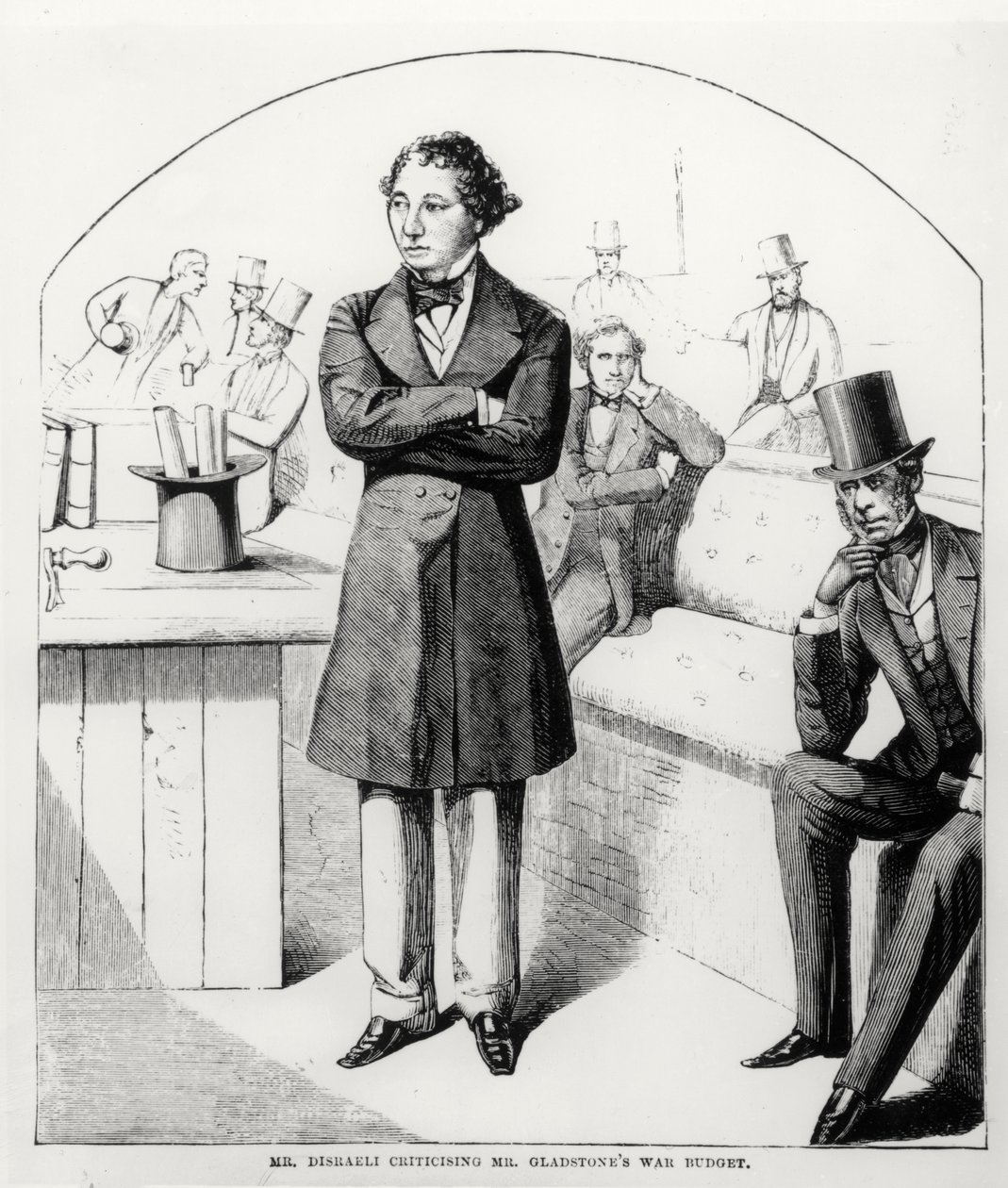 Mr Disraeli Bekritiseert Mr Gladstones Oorlogsbudget c.1853-54 door English School