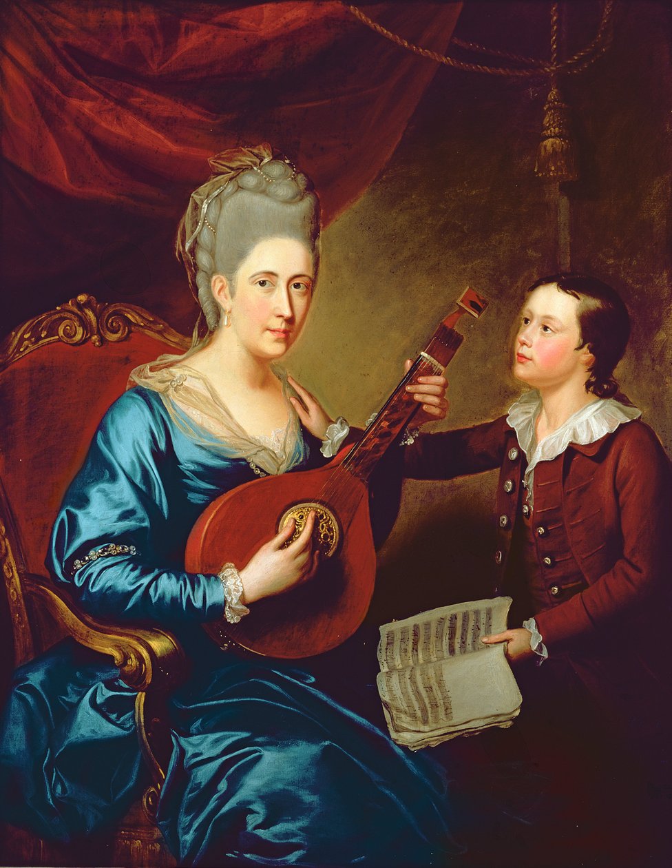 Mevrouw Joseph Bird met haar zoon, ca. 1760 door English School