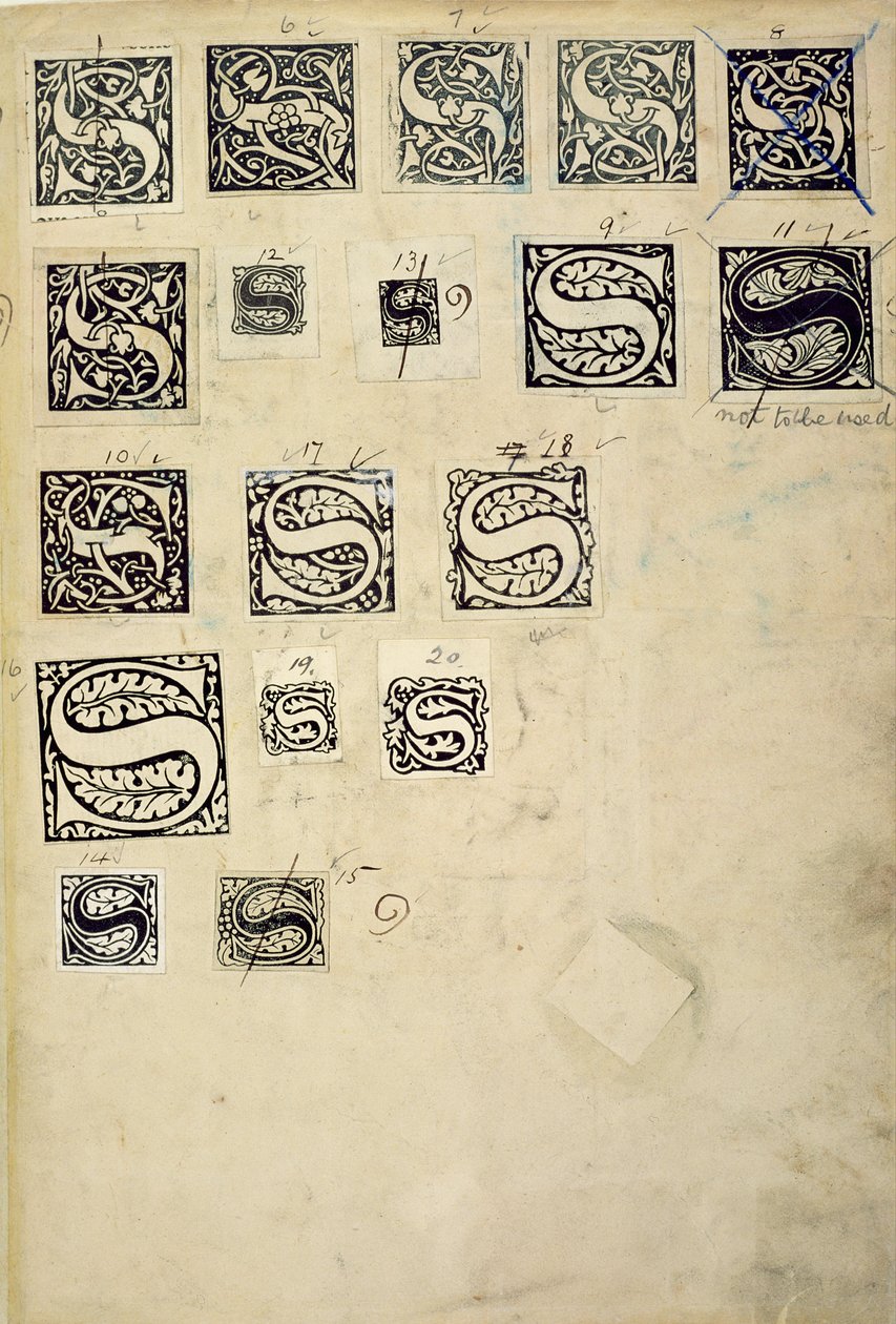 Pagina uit een voorbeeldboek met proefletters, van de Kelmscott Press door English School