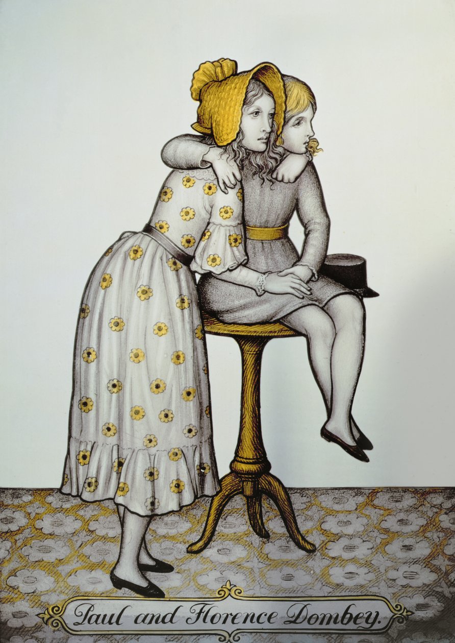 Paul en Florence Dombey uit Dombey en Zoon door Charles Dickens door English School
