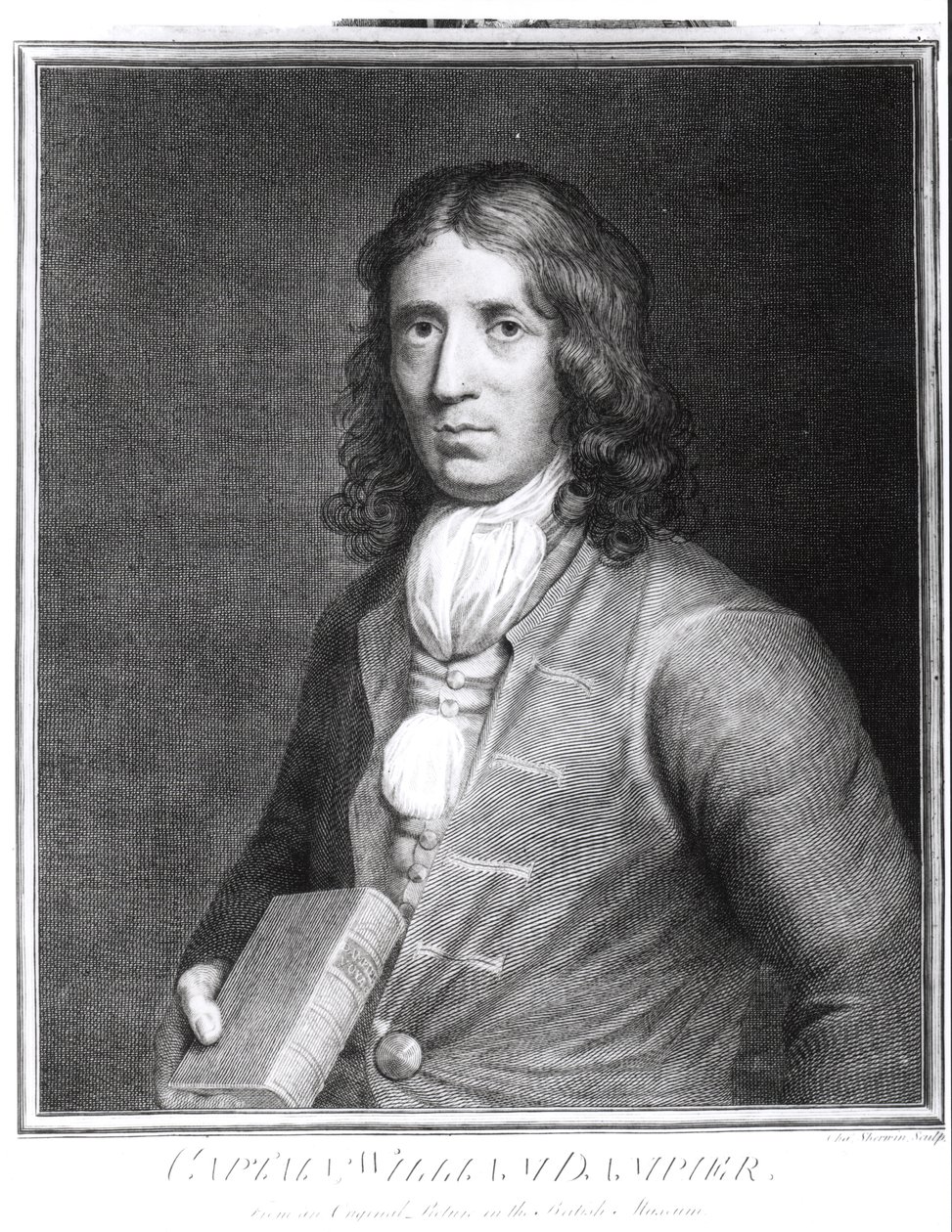 Portret van kapitein William Dampier (1652-1715) gegraveerd door Sherwin door English School