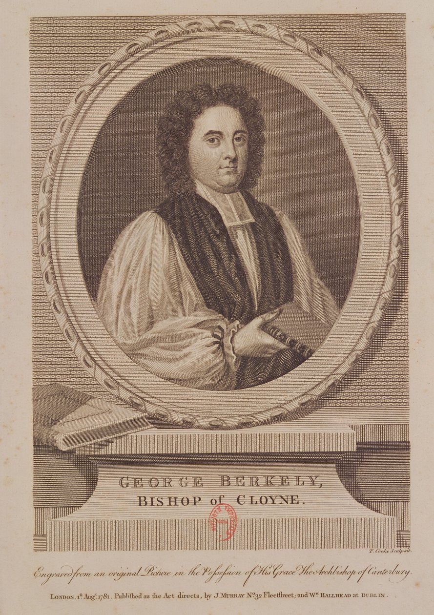 Portret van George Berkeley (1685-1753) Bisschop van Cloyne, gegraveerd door Thomas Cook (1744-1818) c.1781 door English School
