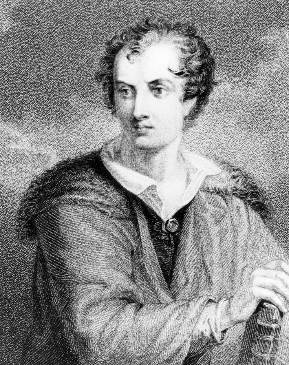 Portret van George Gordon, 6e Lord Byron van Rochdale door English School
