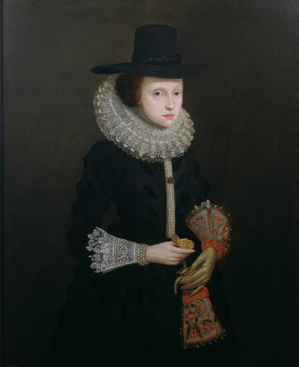 Portret van Hester Crispe (geboren Ireland), c.1620 door English School