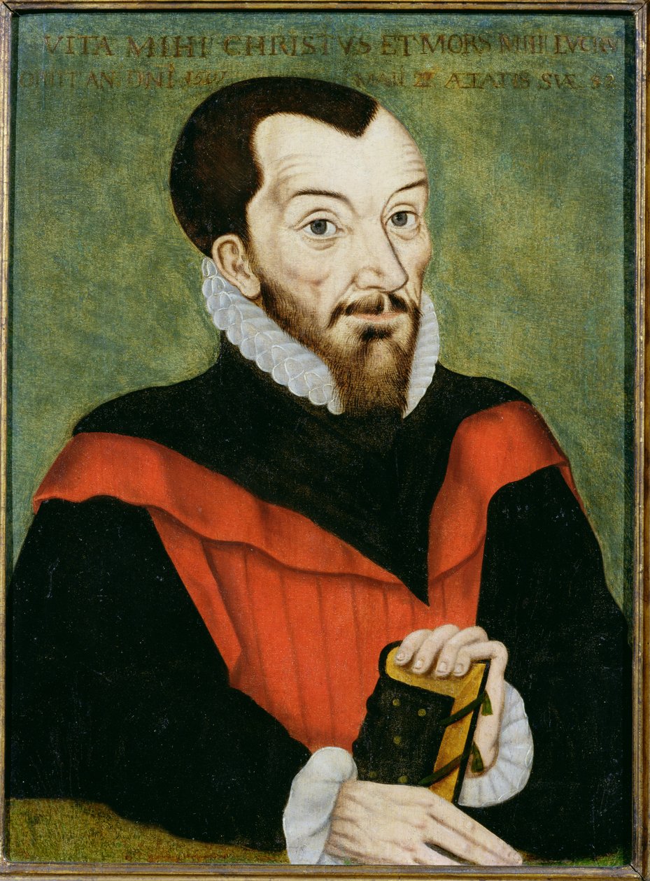 Portret van John Rainolds (1549-1607) president van Corpus Christi College en mede-redacteur van de Authorised Version van de Bijbel door English School