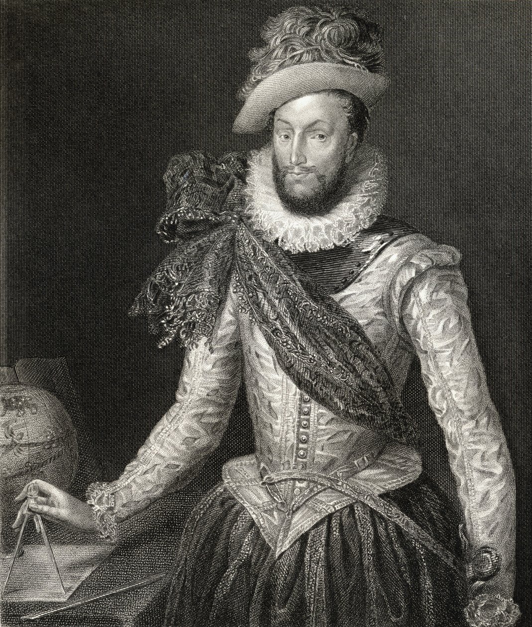 Portret van Sir Walter Raleigh (1554-1618) uit 