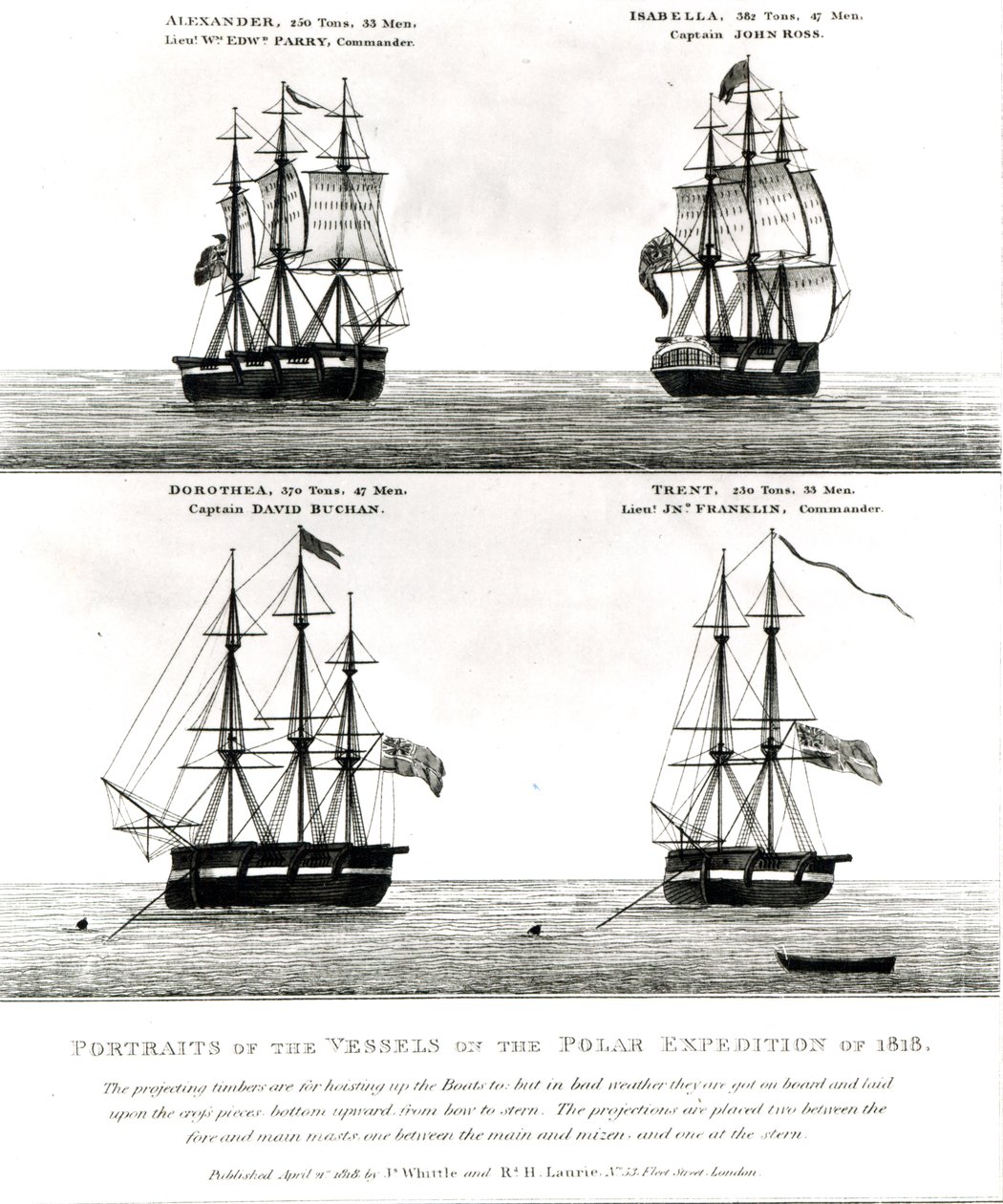 Portretten van de schepen op de Pool Expeditie, 1818 door English School