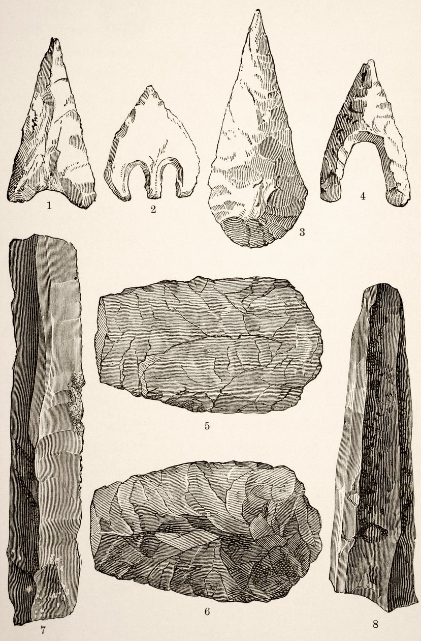 Prehistorische vuurstenen werktuigen door English School