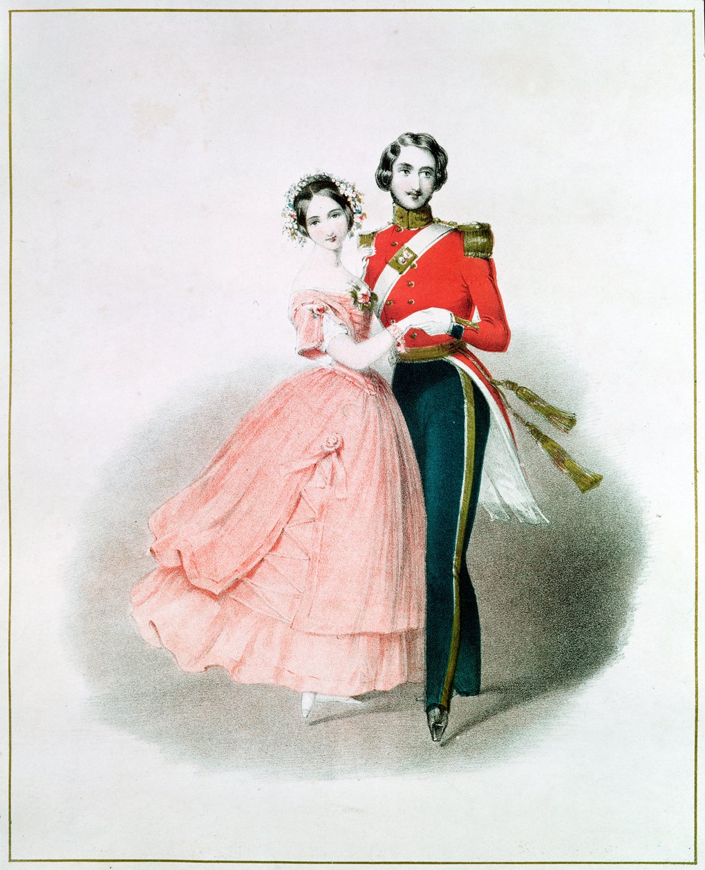 Koningin Victoria (1819-1901) en Prins Albert Dansen (1819-61) door English School