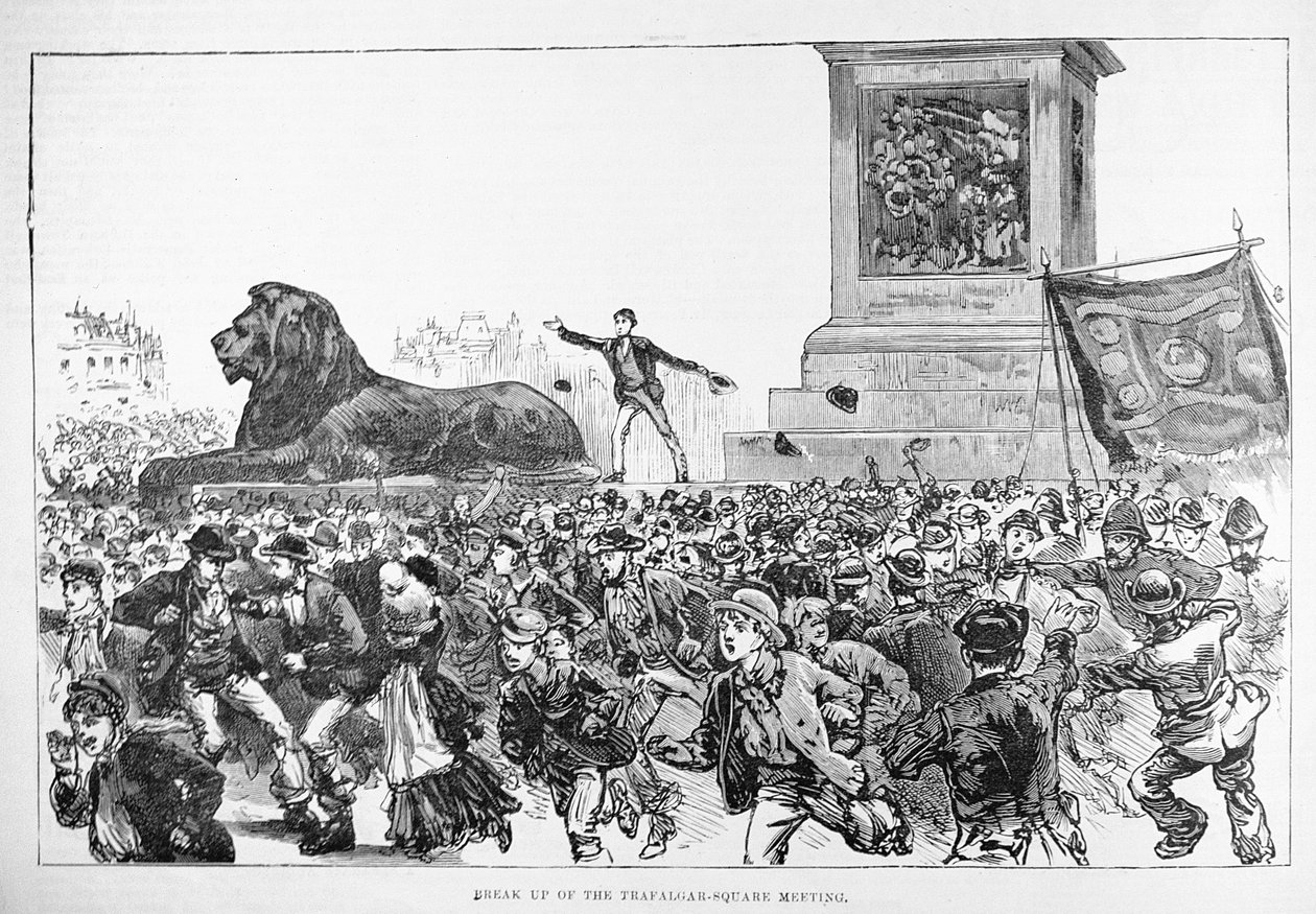 Oproer in het West End van Londen: Het uiteenvallen van de Trafalgar Square-bijeenkomst, uit 