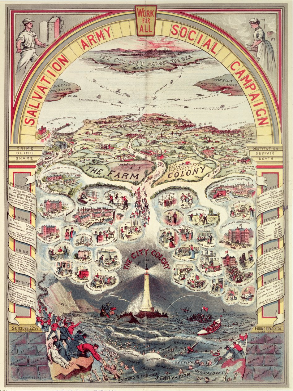 Salvation Army Sociale Campagne propagandaposter, Londen, ca. 1910 door English School
