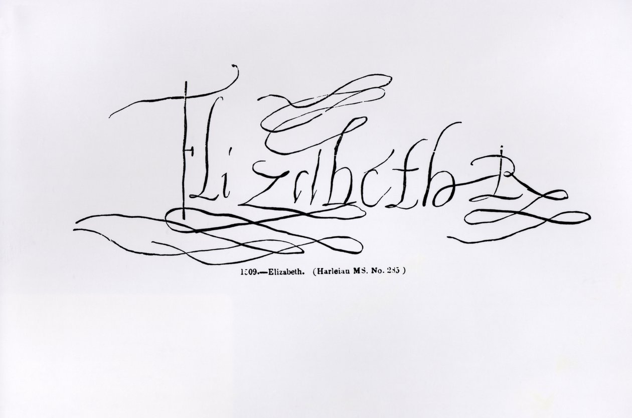 Handtekening van koningin Elizabeth I door English School