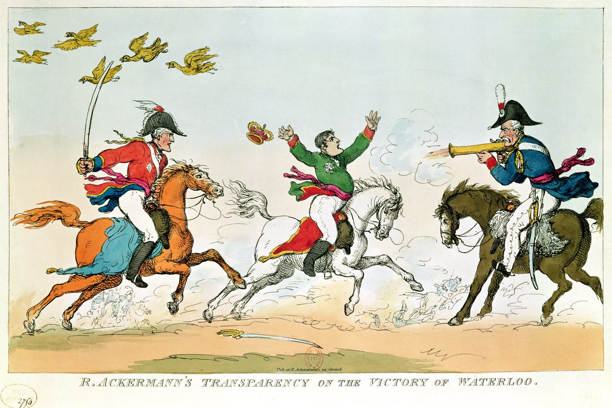 De Slag bij Waterloo, 18 juni 1815, gepubliceerd door Ackermann, 1815-20 door English School