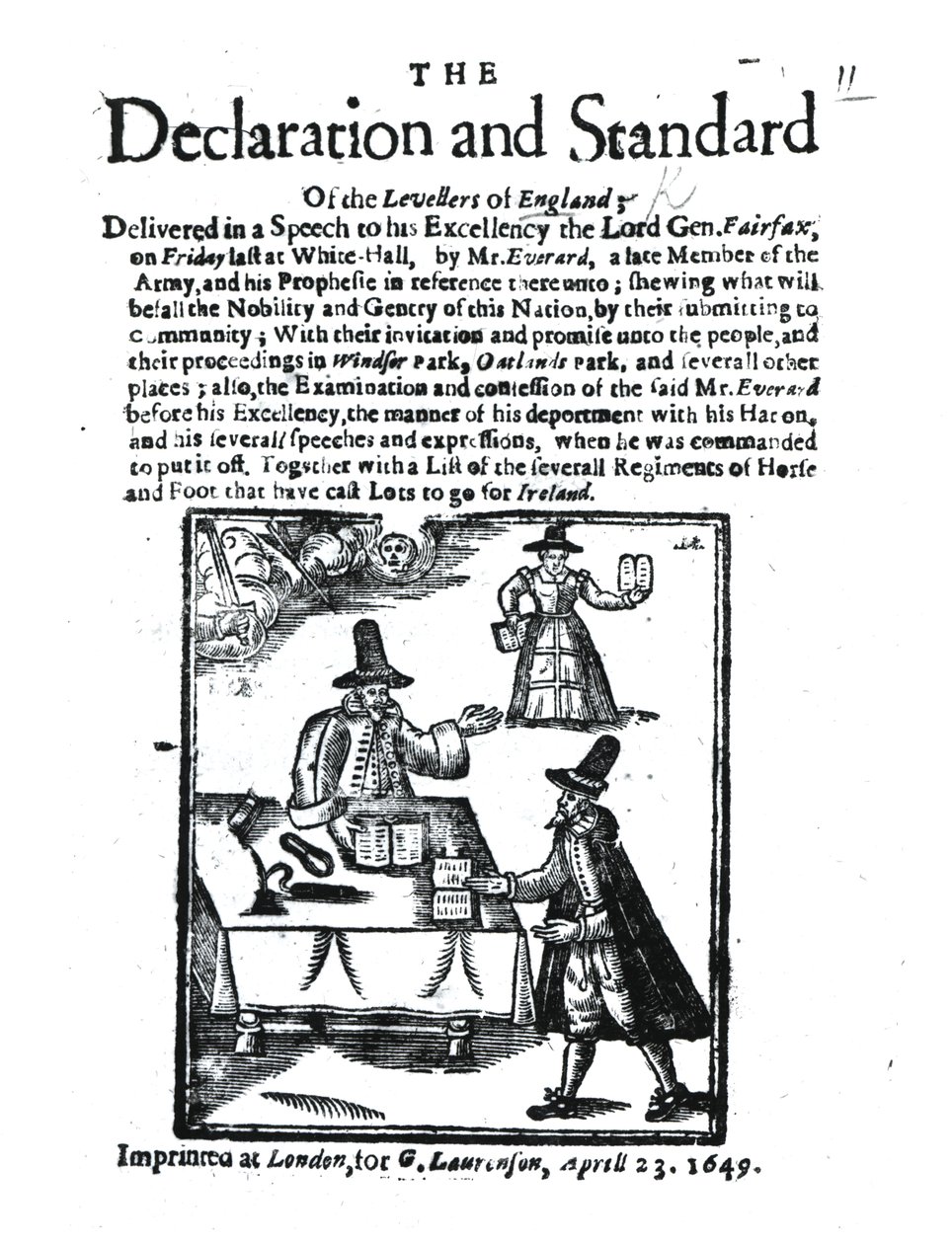 De verklaring en standaard van de Levellers, 23 april 1649 door English School