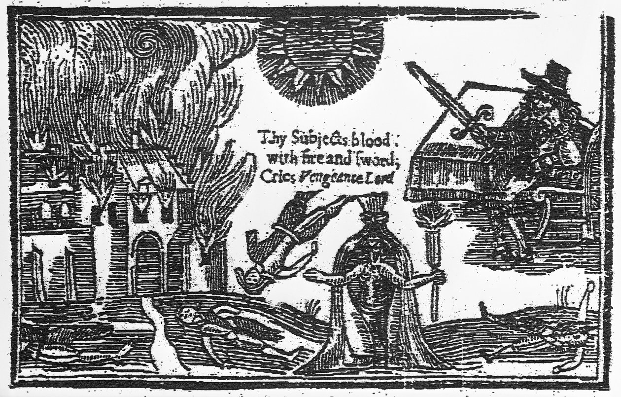 De vernietiging van Colchester tijdens de Engelse Burgeroorlog, 1648 door English School