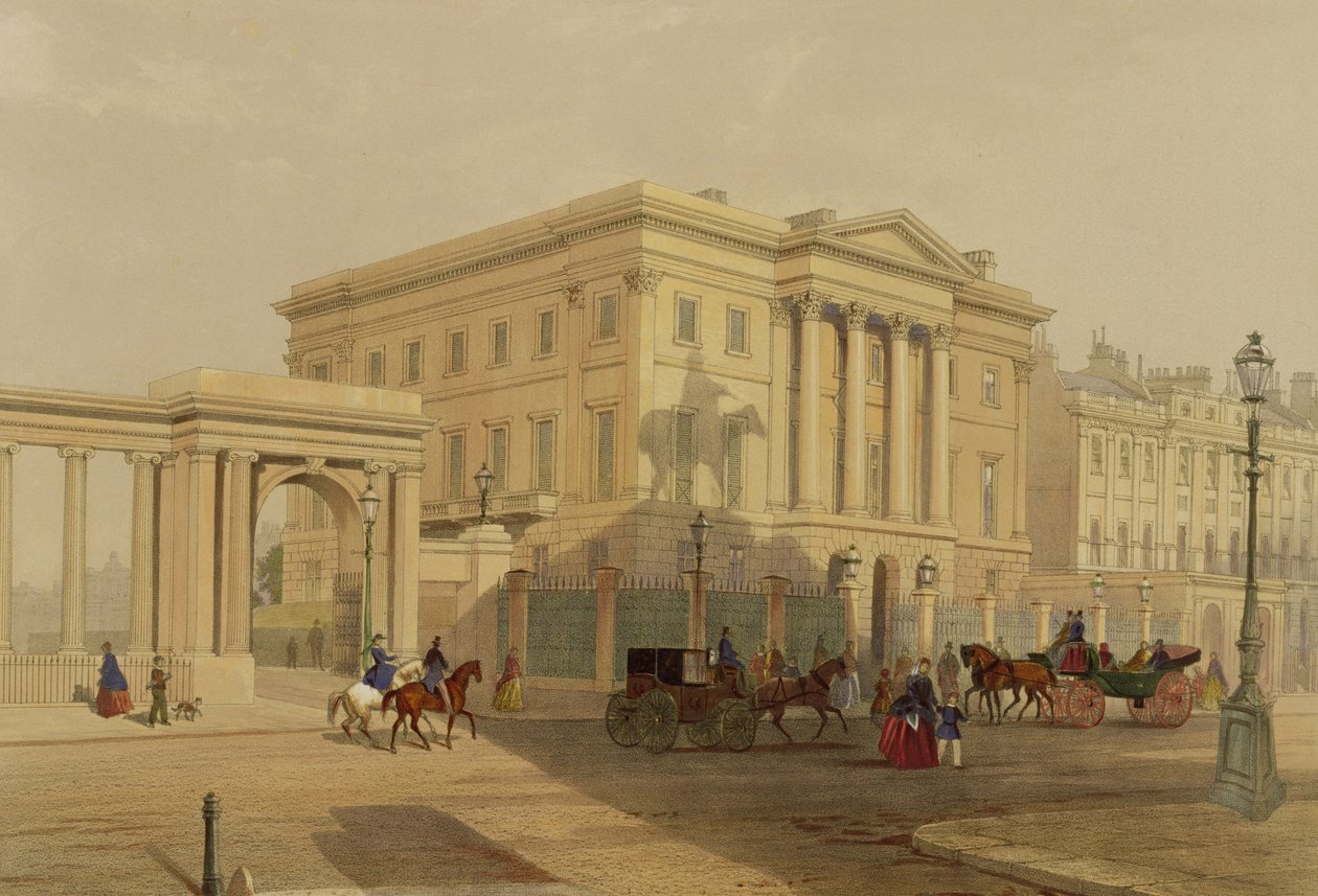 Het Exterieur van Apsley House, 1853, door J. Dillon (prent) door English School