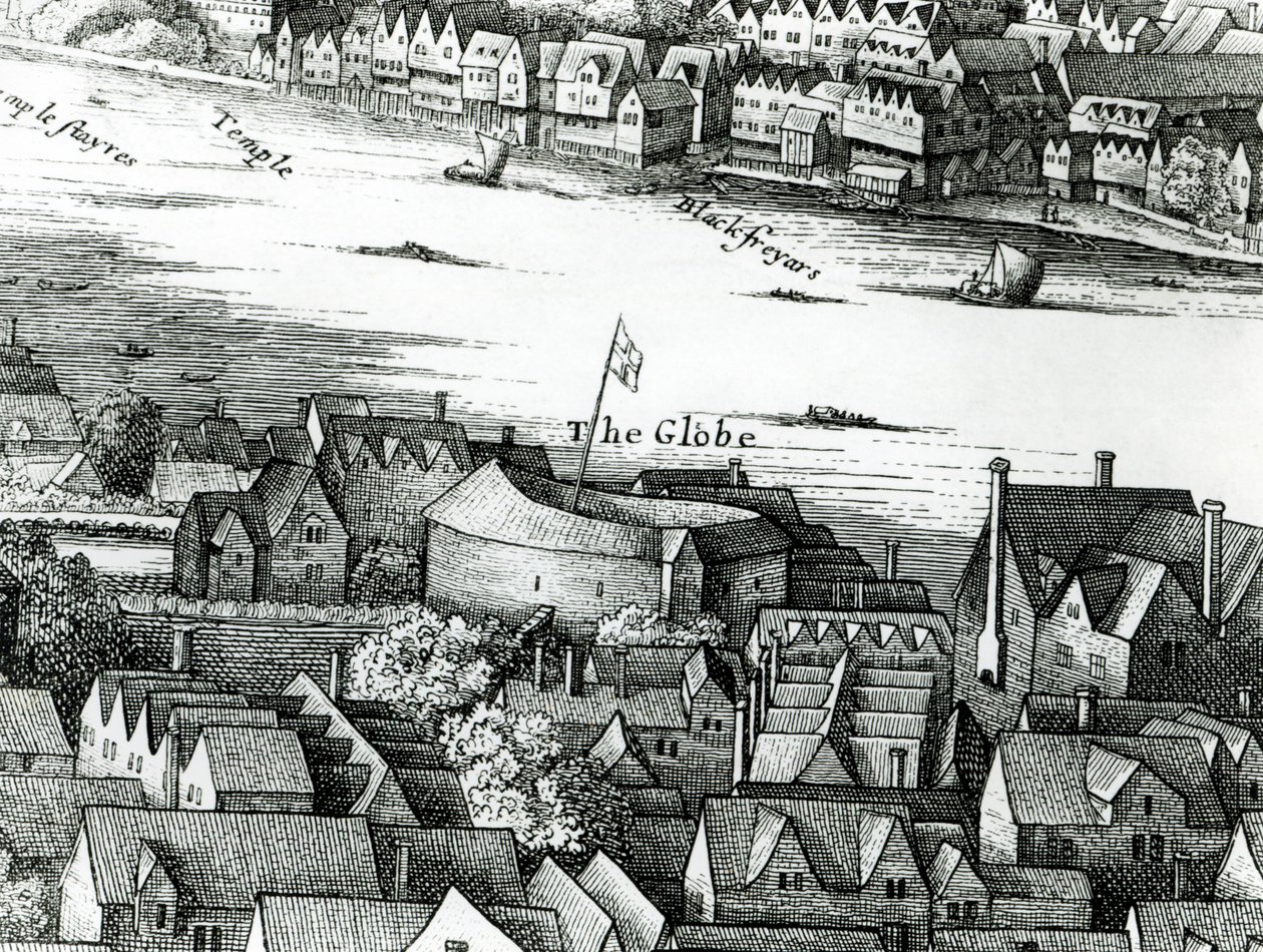 Het eerste Globe Theatre of Rose Theatre door English School