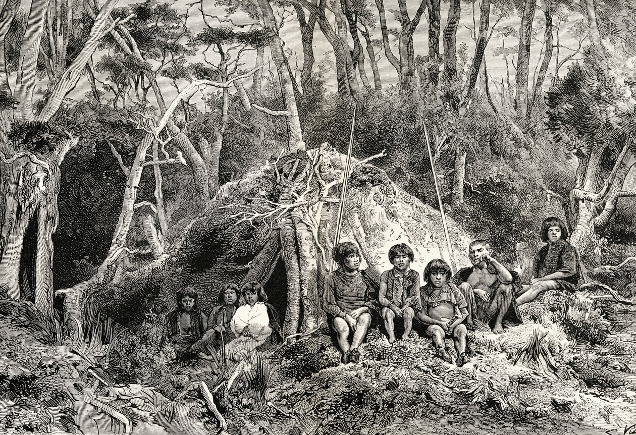 De Fuegians en hun wigwams, uit 