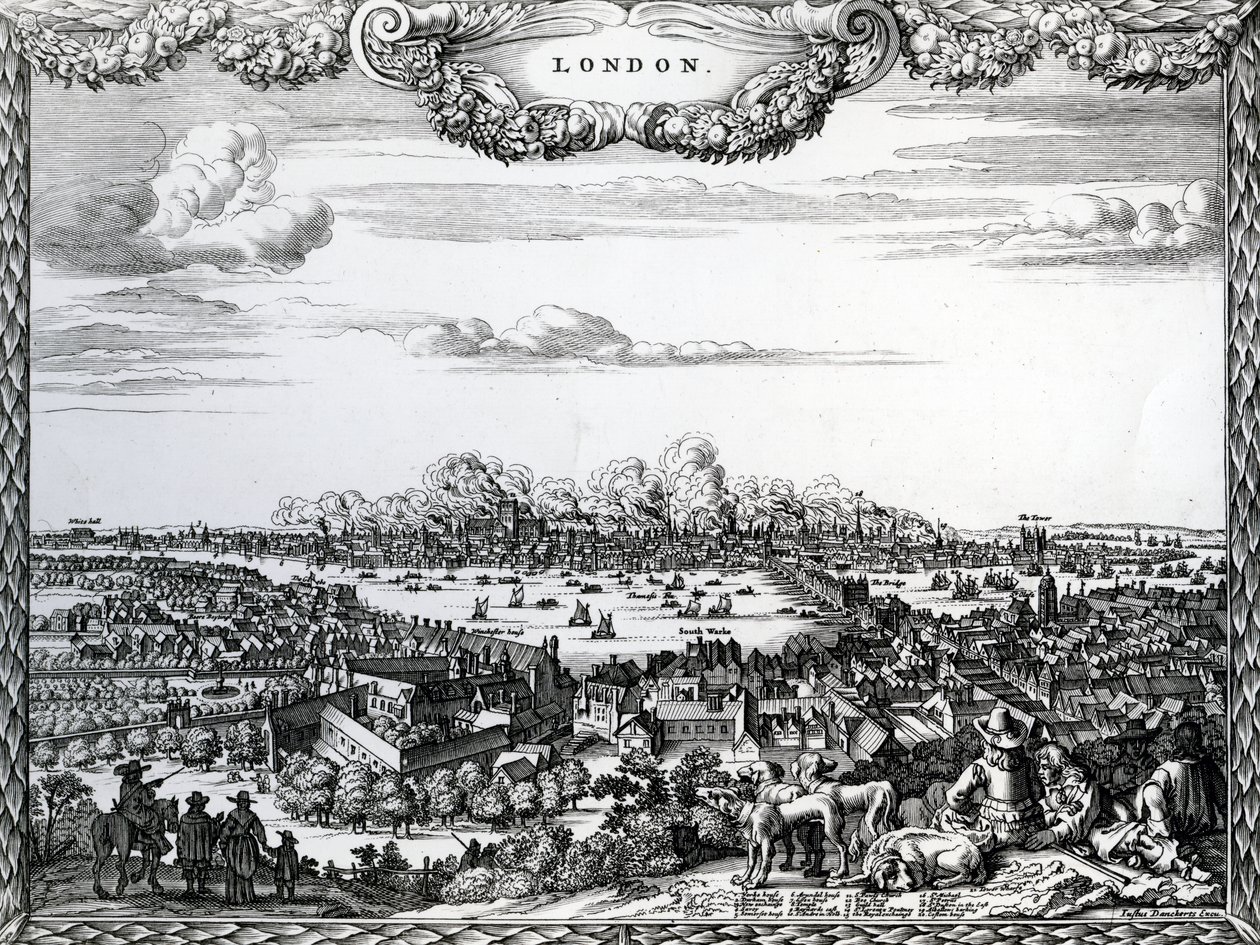 De Grote Brand van Londen, gegraveerd door Justus Danckerts, ca. 1670-90s door English School