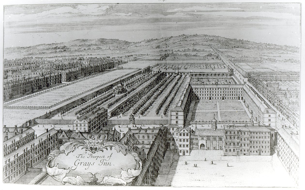Het uitzicht van Grays Inn, 1720 door English School