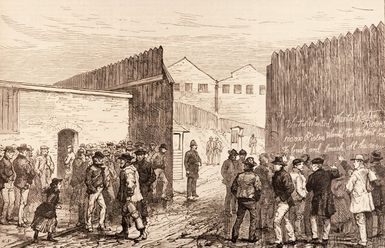 De werklozen van Londen: Inscriptie op de poorten, West India Docks, uit 