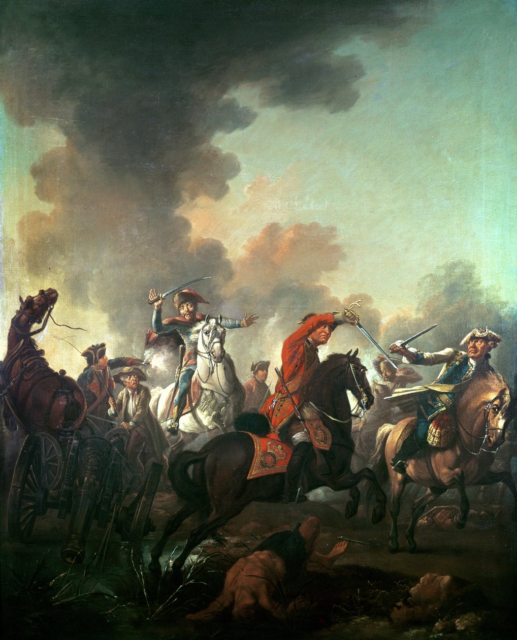 Thomas Brown in de Slag bij Dettingen, 27 juni 1743 door English School