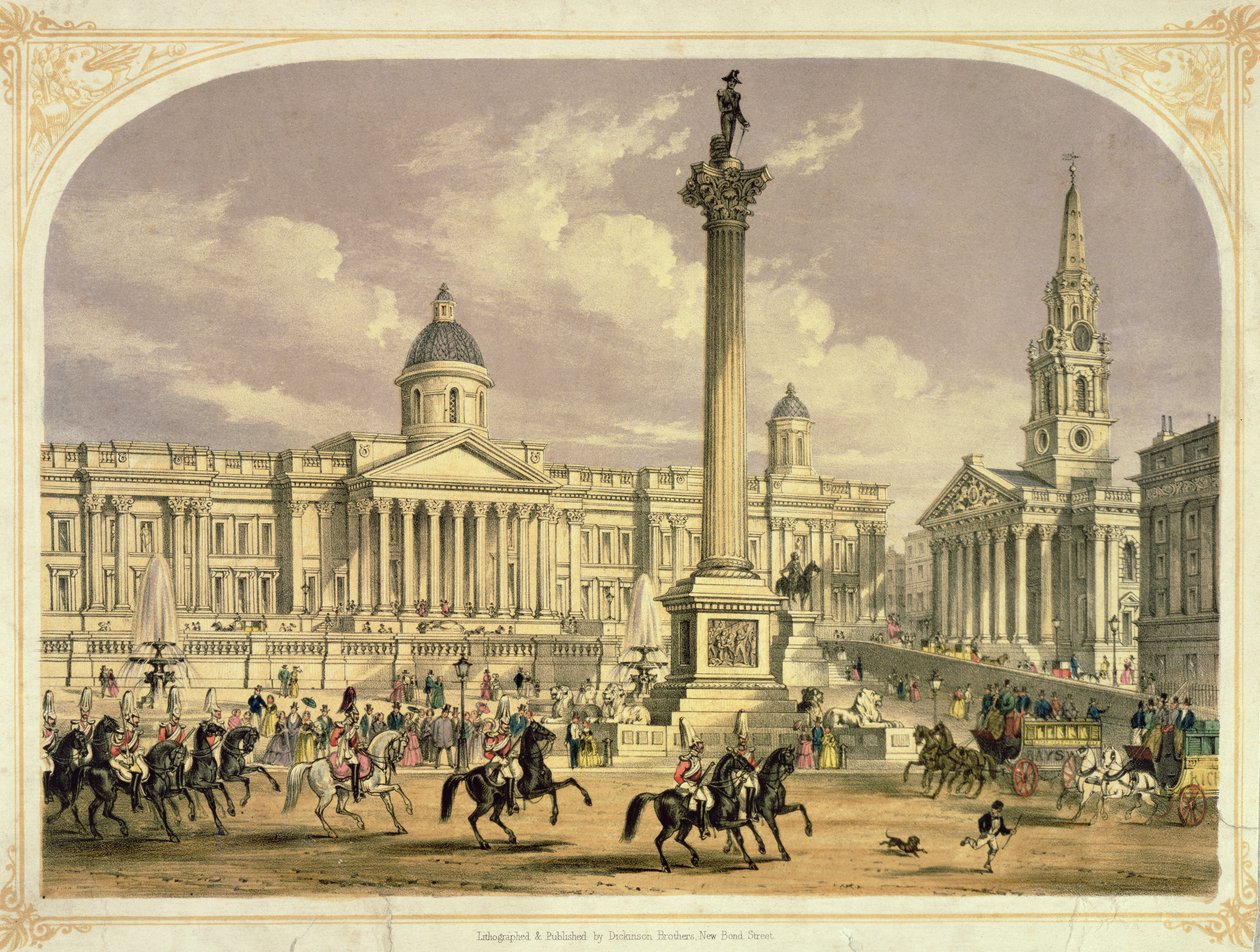 Trafalgar Square, gepubliceerd door de Dickinson Brothers, 19e eeuw door English School