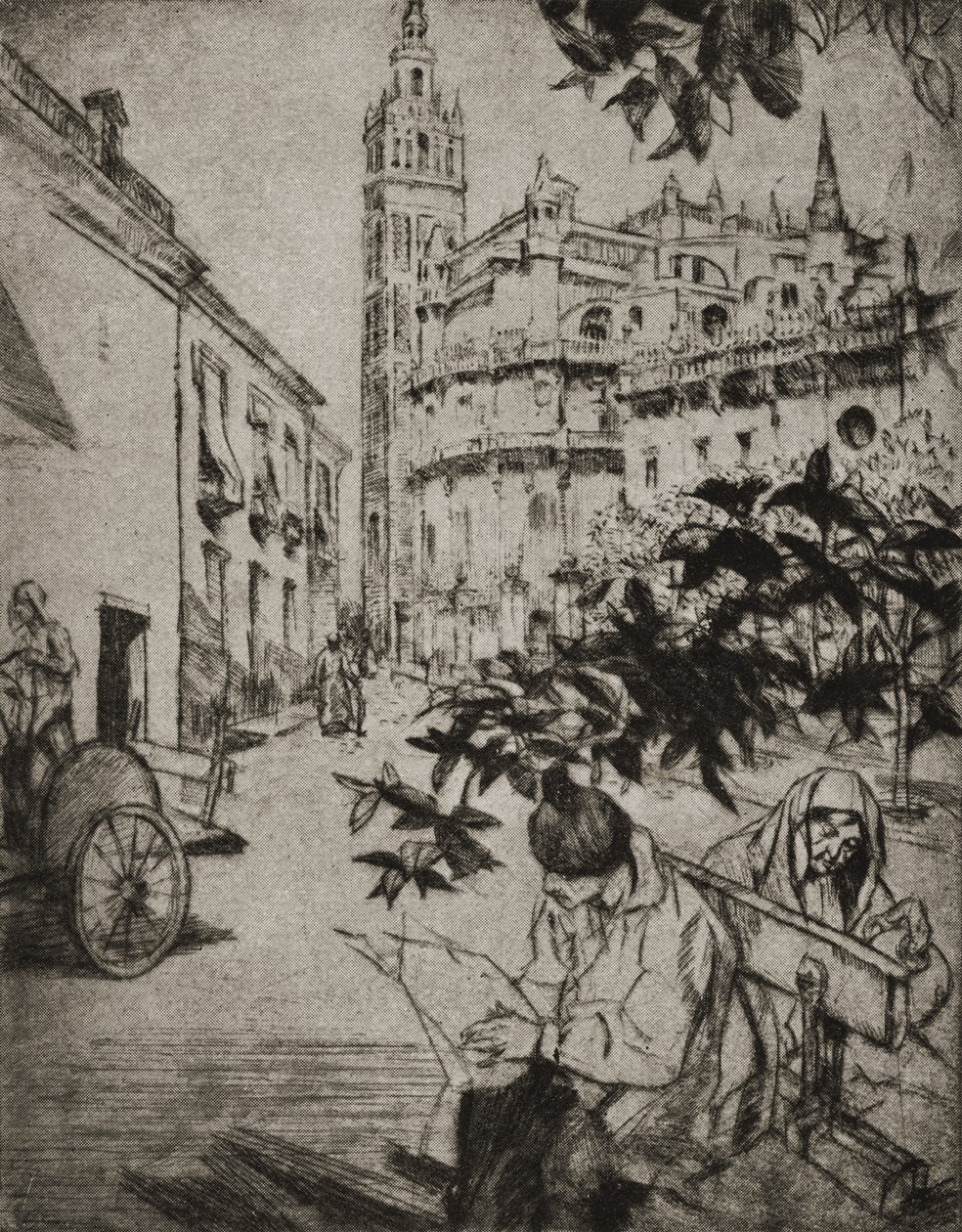 Uitzicht op de kathedraal van Sevilla door English School