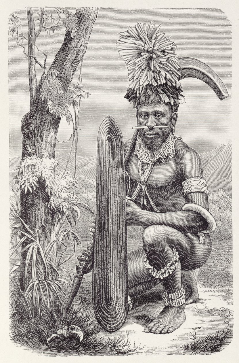 Krijger van de Salomonseilanden, uit De Geschiedenis van de Mensheid, Deel 1, door Prof. Friedrich Ratzel door English School