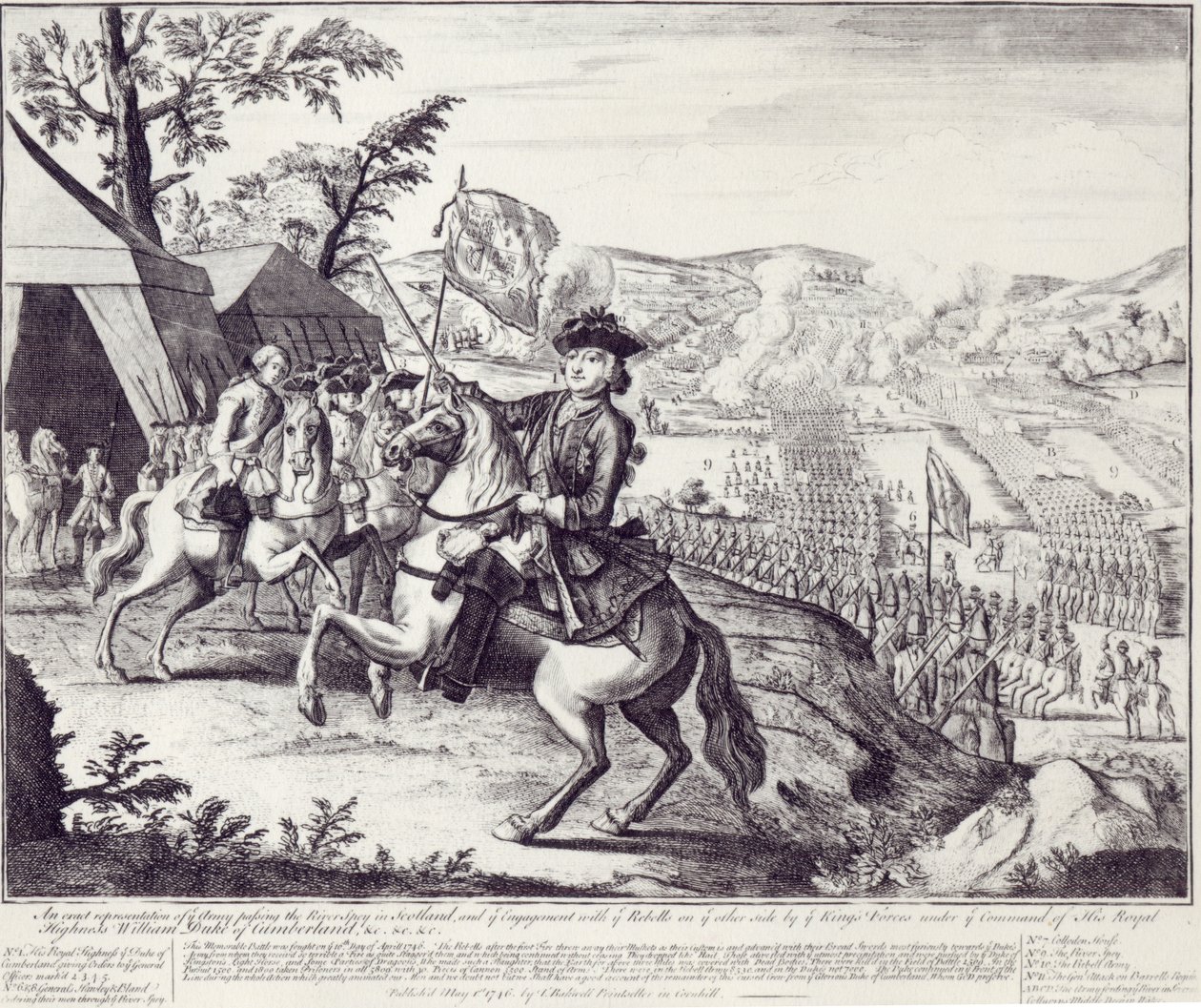 William Hertog van Cumberland en de rebellenkrachten, 1 mei 1746 door English School