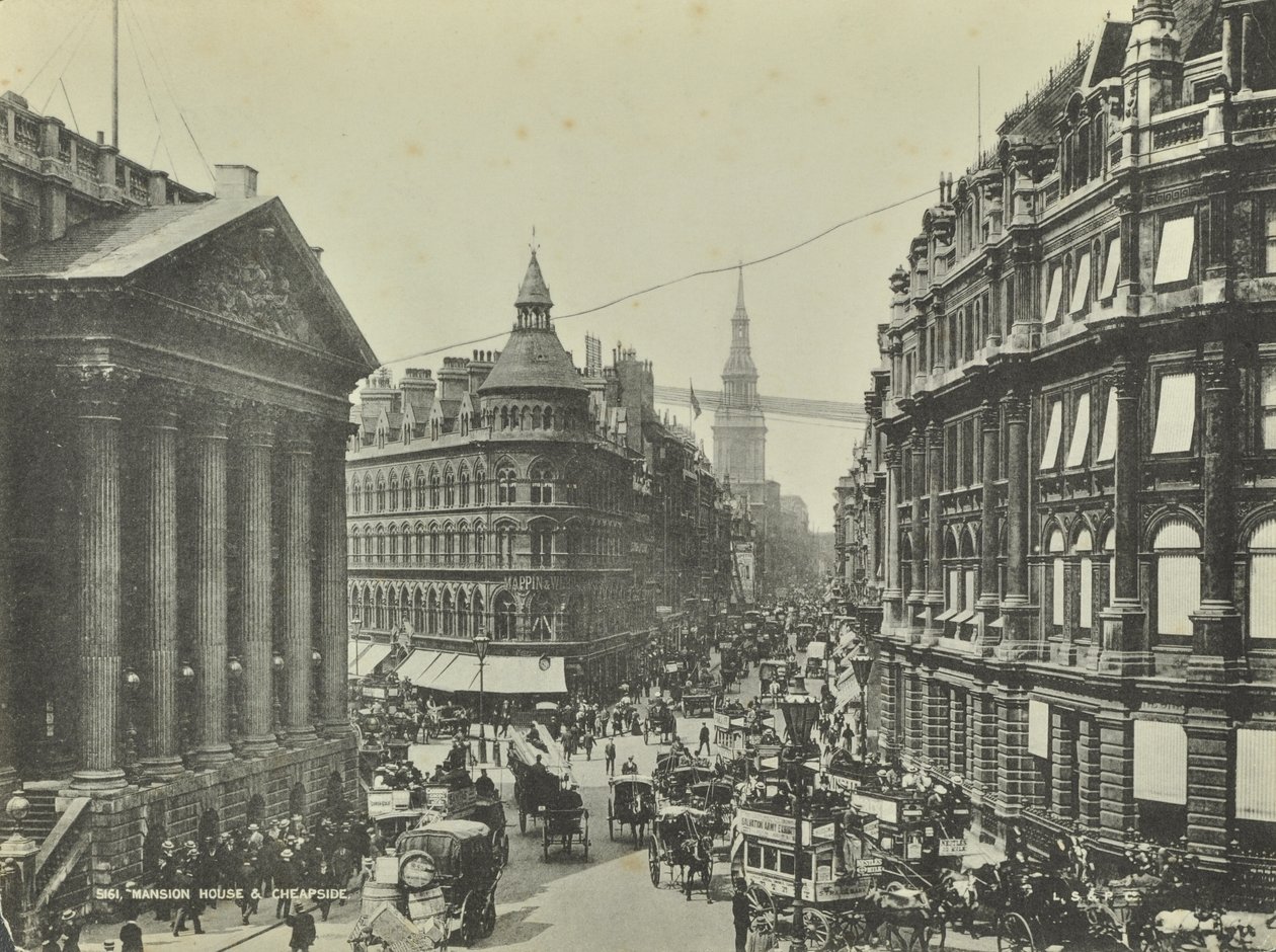 Cheapside, vanaf Mansion House, City of London, 1885 door English Photographer