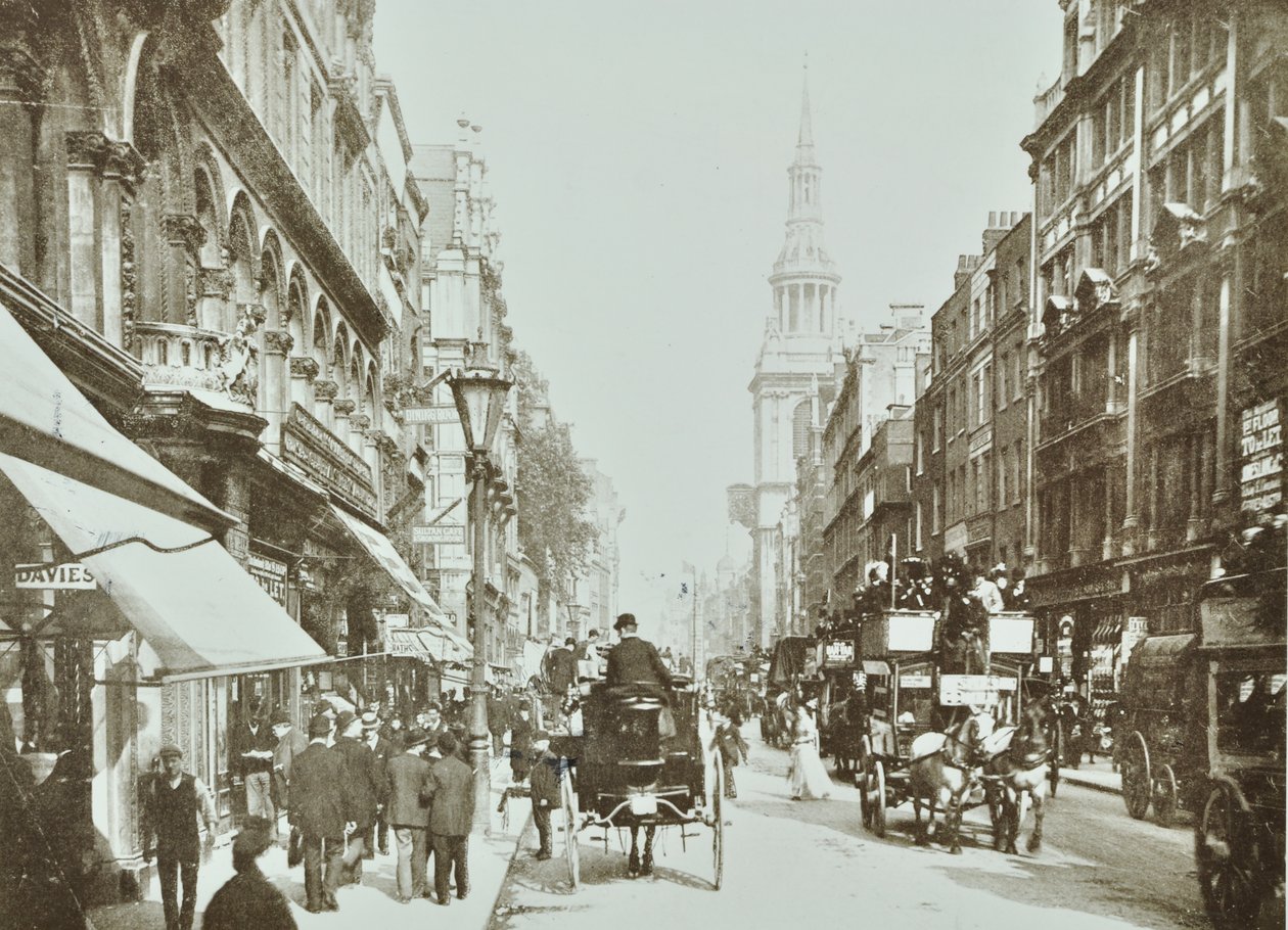 Cheapside, kijkend naar het oosten, City of London, 1890 door English Photographer