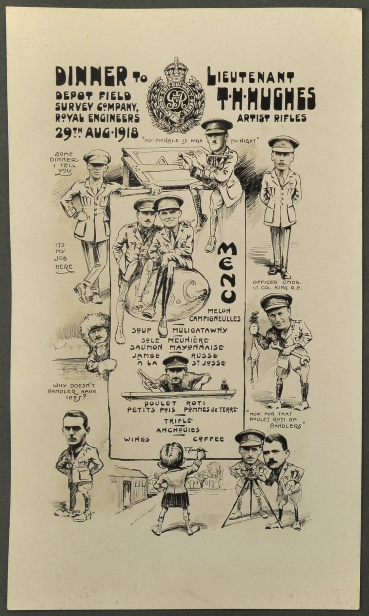 Diner voor Luitenant T. H. Hughes, Artist Rifles, Depot Field Survey Company, Royal Engineers, 29 augustus 1918 door English Photographer