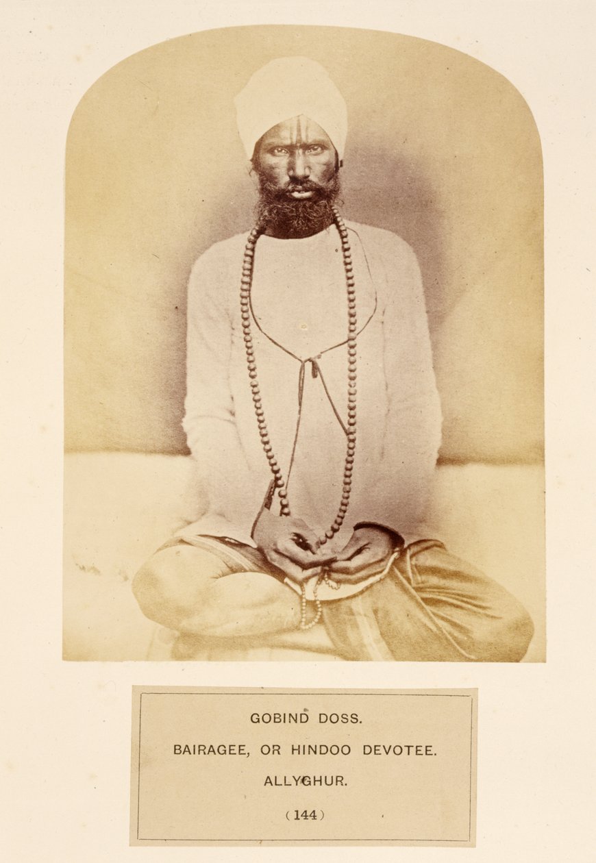 Govind Doss, Bairagee, of Hindoe Toegewijde, Allyghur, uit Het Volk van India, door J. Forbes Watson, gepubliceerd 1868 door English Photographer