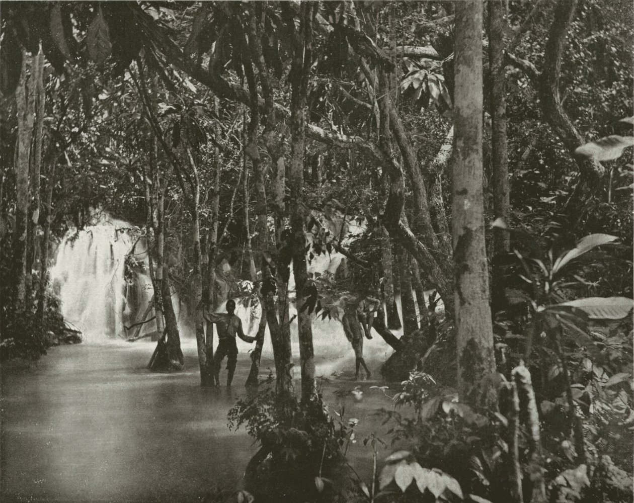 Jamaica: Blue Pool-Roaring River, St Anns (z/w foto) door English Photographer