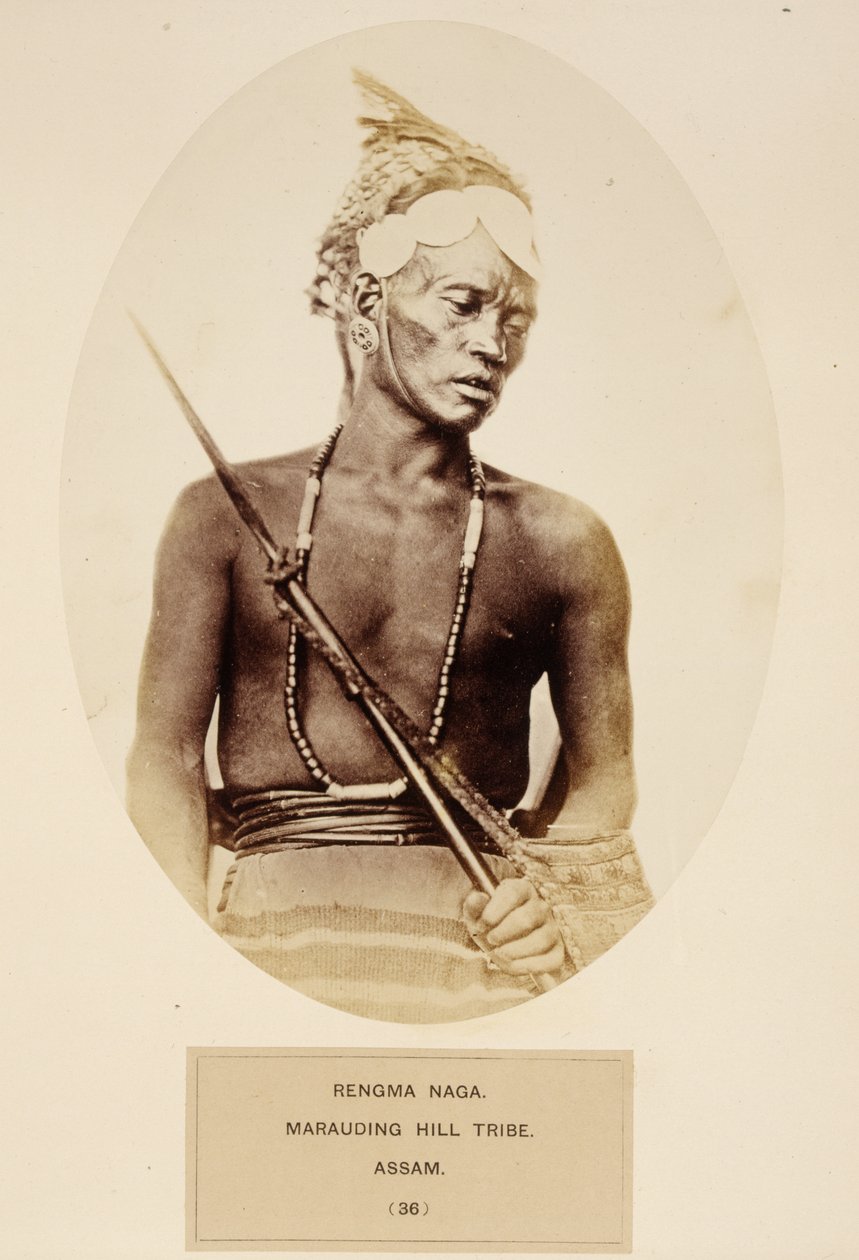 Rengma Naga, Plunderende Heuvelstam, Assam, uit Het Volk van India, door J. Forbes Watson, gepubliceerd 1868 door English Photographer