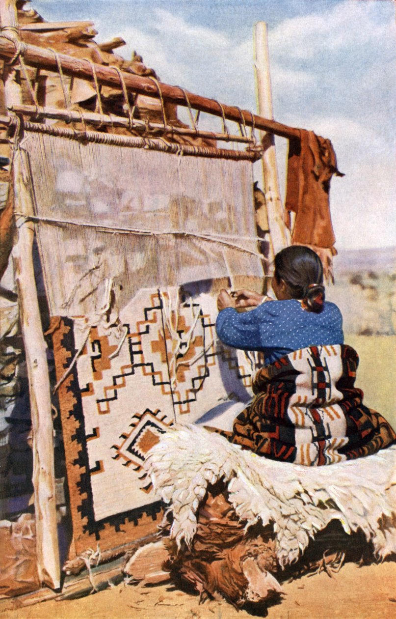 Navaho-dekens weven (kleurenfoto) door English Photographer