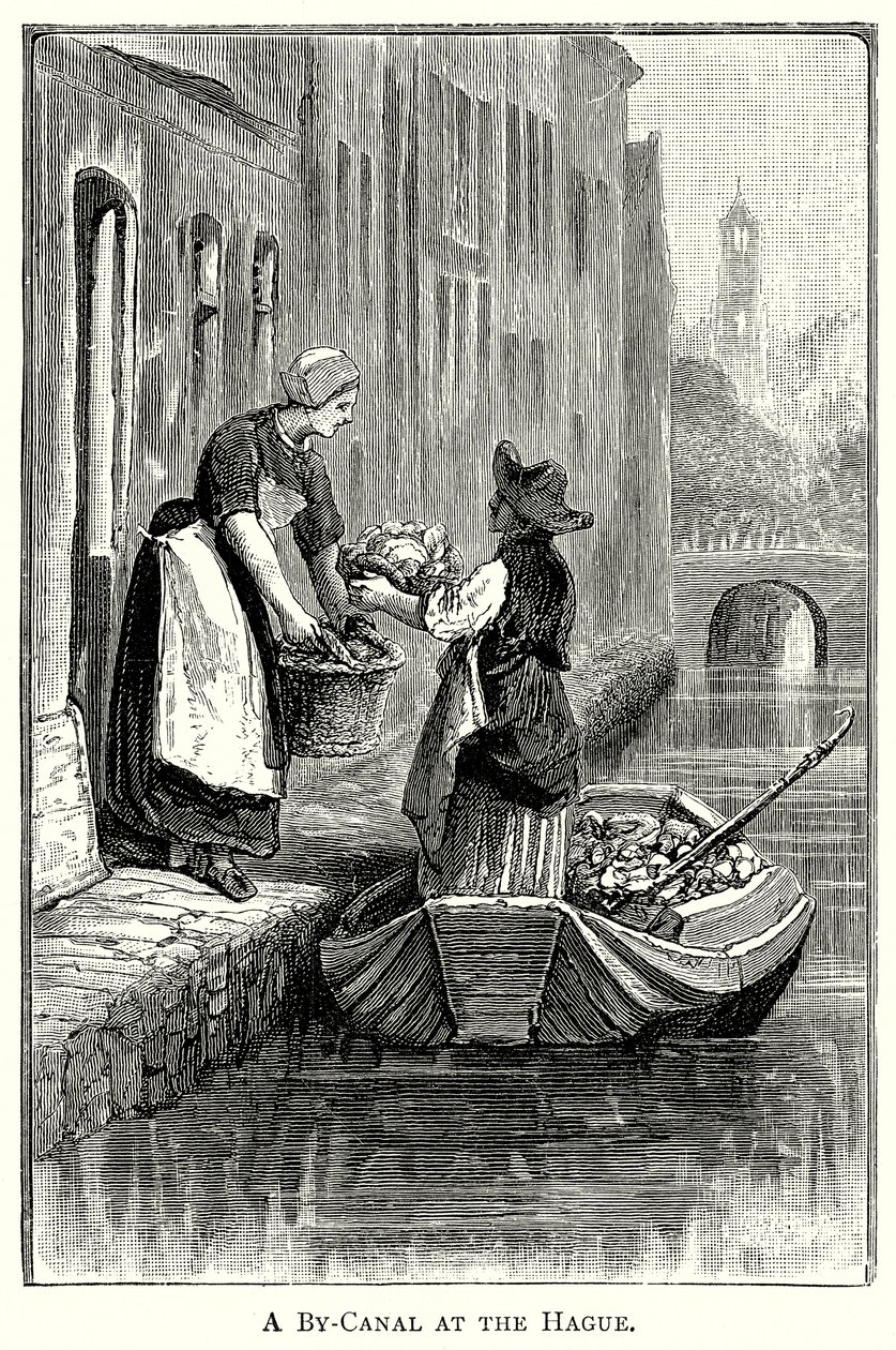 Een doorvaart bij Den Haag (gravure) door English School