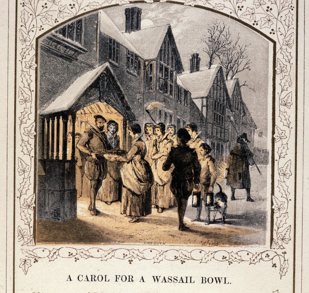 Een kerstlied voor een wassailkom, 1840s door English School